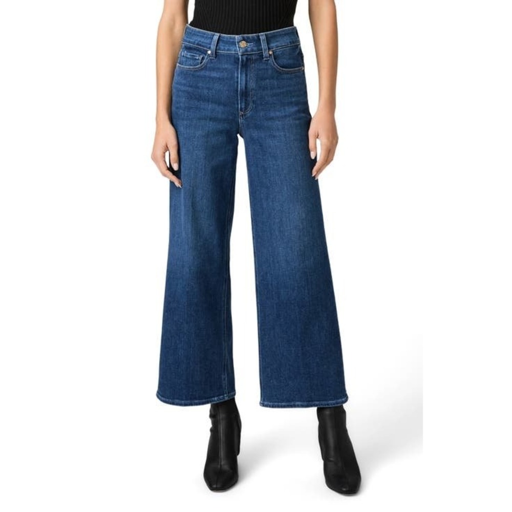 Tahari Size 8/29 Blue Oud-West Highrise Wide Leg Cropped Jeans Capri Denim